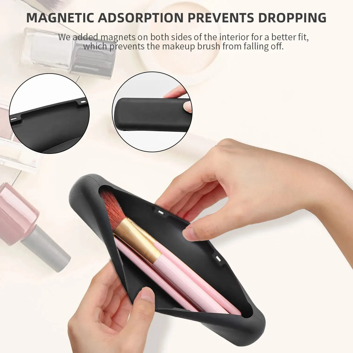 Silicone Brow Pencil Case Makeup Brush Eyeshadow Brush Storage Set Dust-Proof Simple Portable Travel Bag Specific