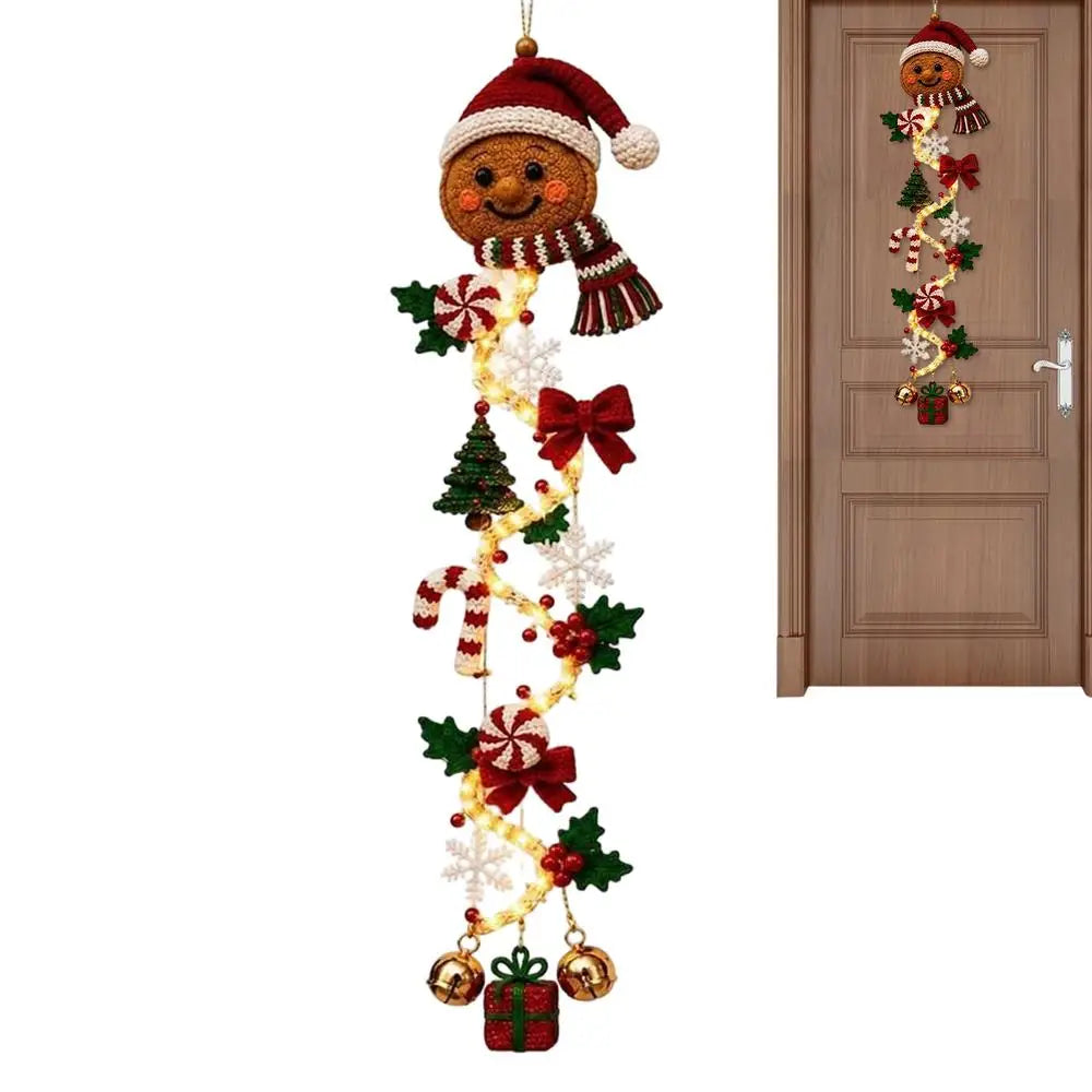 Glowing Christmas Door Decor Hangable Seasonal Accent Quilted Swag Christmas Lighted Door Decoration for Home Farmhouse Villa