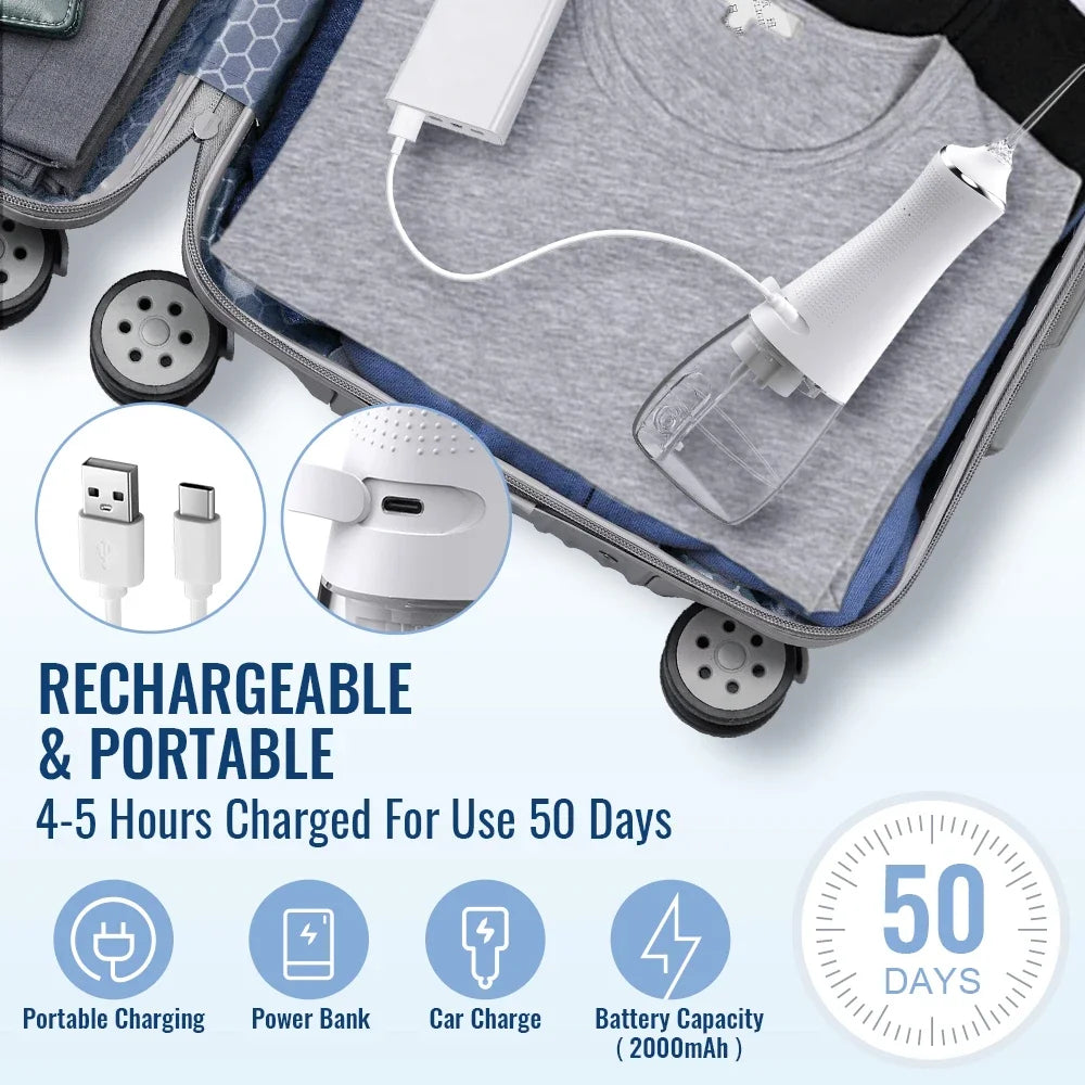 USB Rechargeable Water Flosser 300ml Portable 5 Nozzles 3 Modes Dental Irrigator Dental Odontología Kit Ferramentas