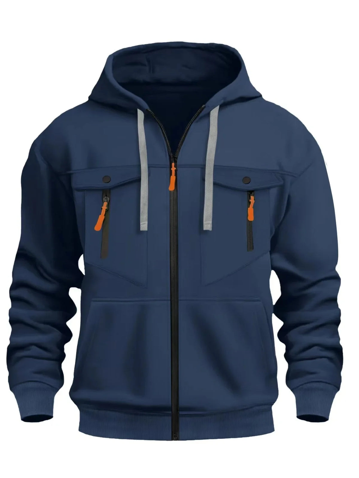 Casual Men's Zip-Up Hoodie Trendy Streetwear Comfortable Loose Fit Autumn Winter Keep Warm Sweatshirt Fashionable Men's Clothing