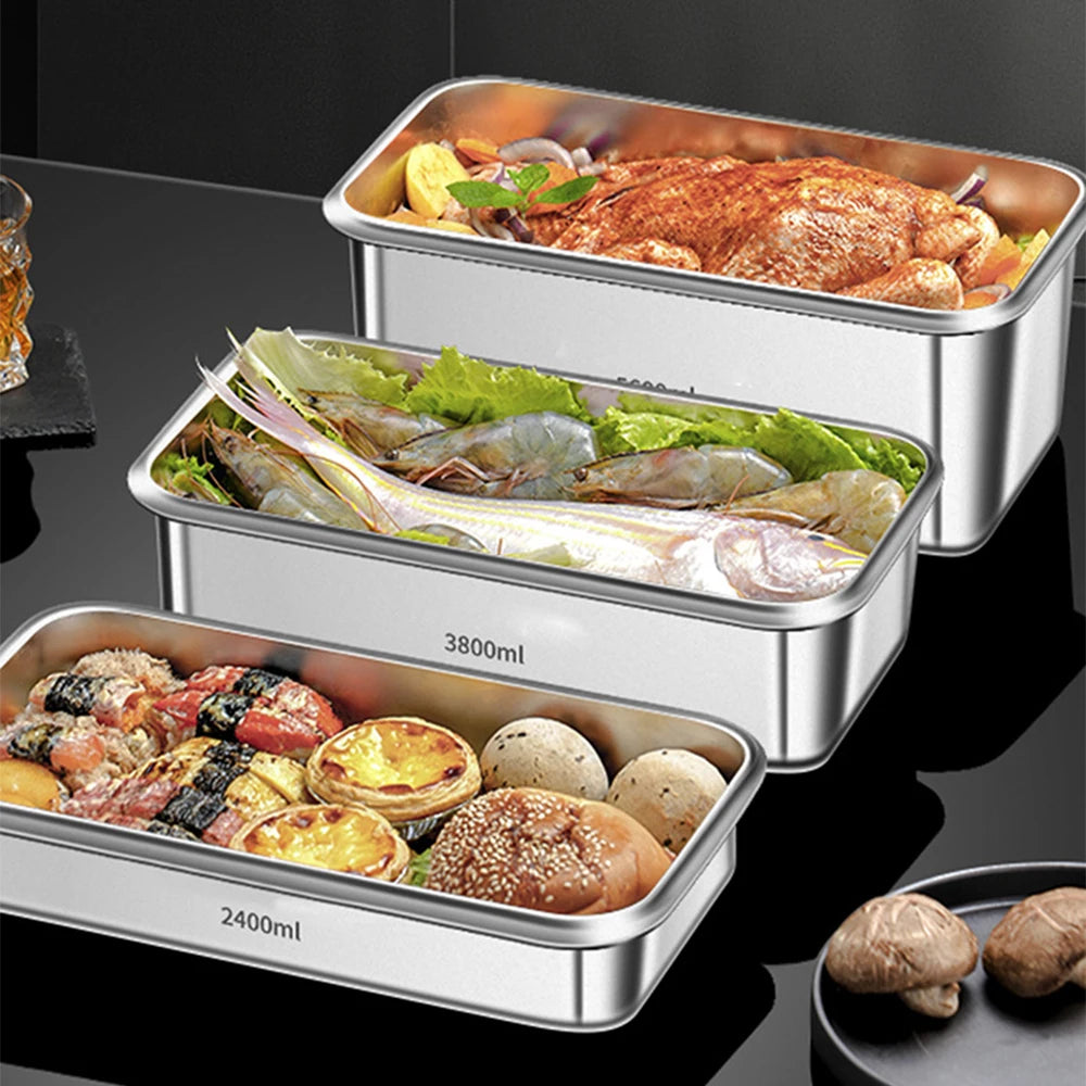 Food Storage Containers with Lids Airtight Food Grade 316 Stainless Steel Large Capacity Leakproof Kitchen Storage Container