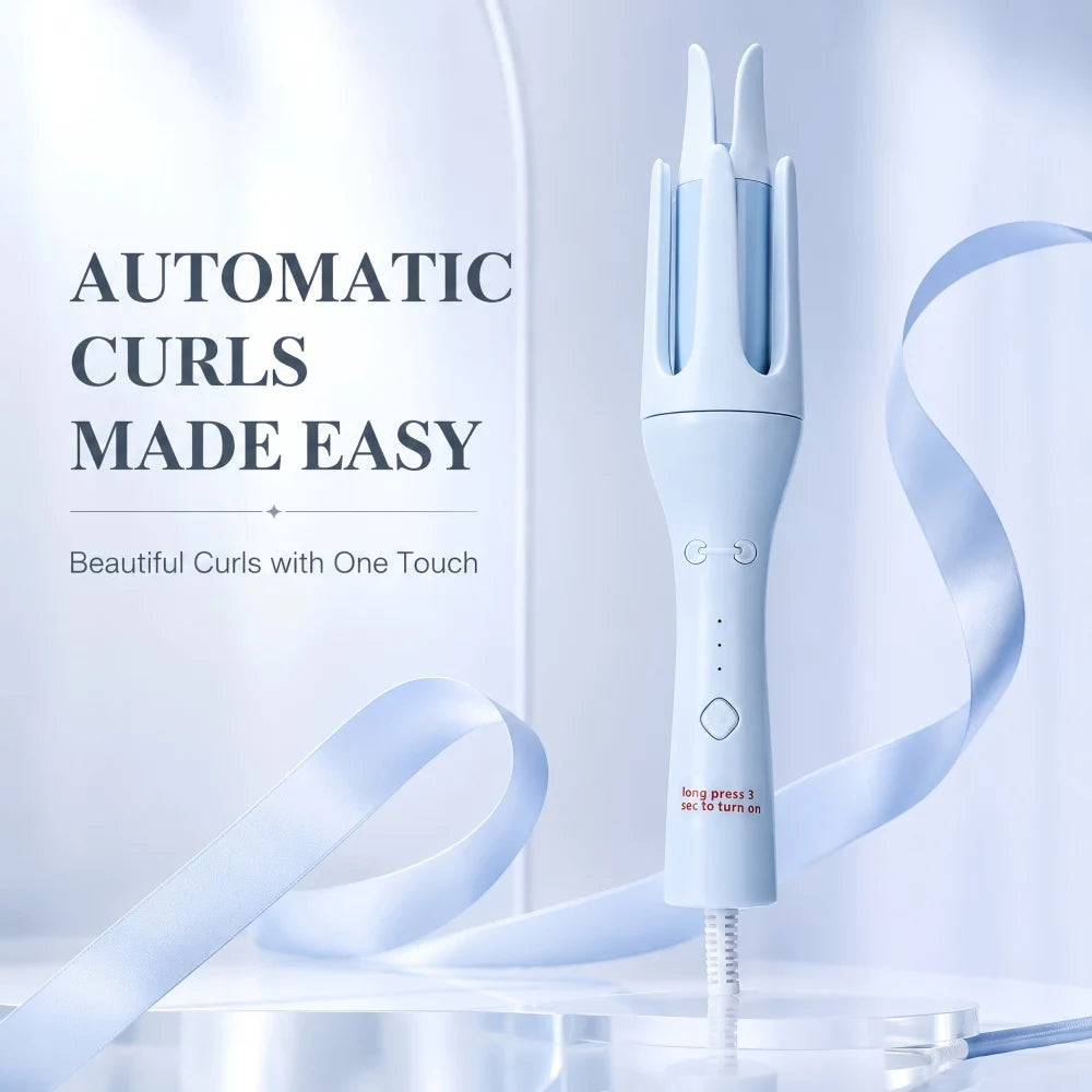Automatic Hair Curler, One Touch Fast Heating Curling Iron with Adjustable Temperature, Portable Travel Hair Styling Tool, Gift