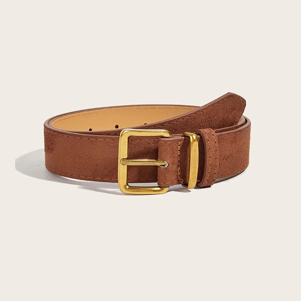 Maillard Style Suede Leather Wide Belt Trendy Luxury Design Business Waist Strap Versatile Casual Trouser Dress Belts Gifts