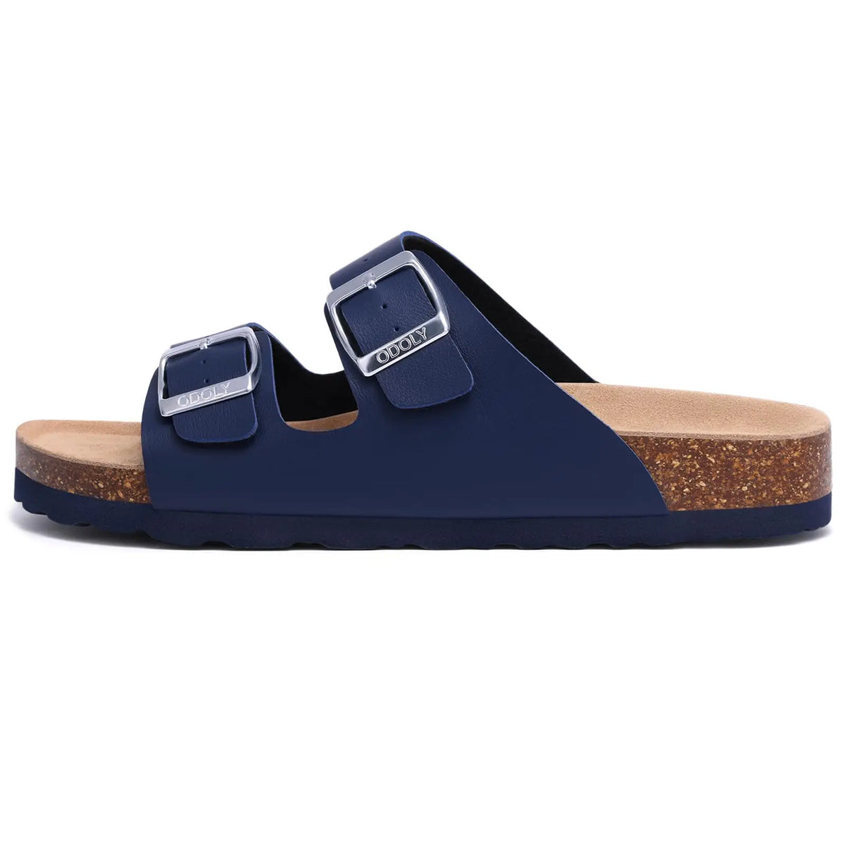 Kidmi Men's Cork Footbed Slide Sandal Slip On Sandals  Women Cork Sandals Nonslip Beach Sandals Female Adjustable Buckle Slides