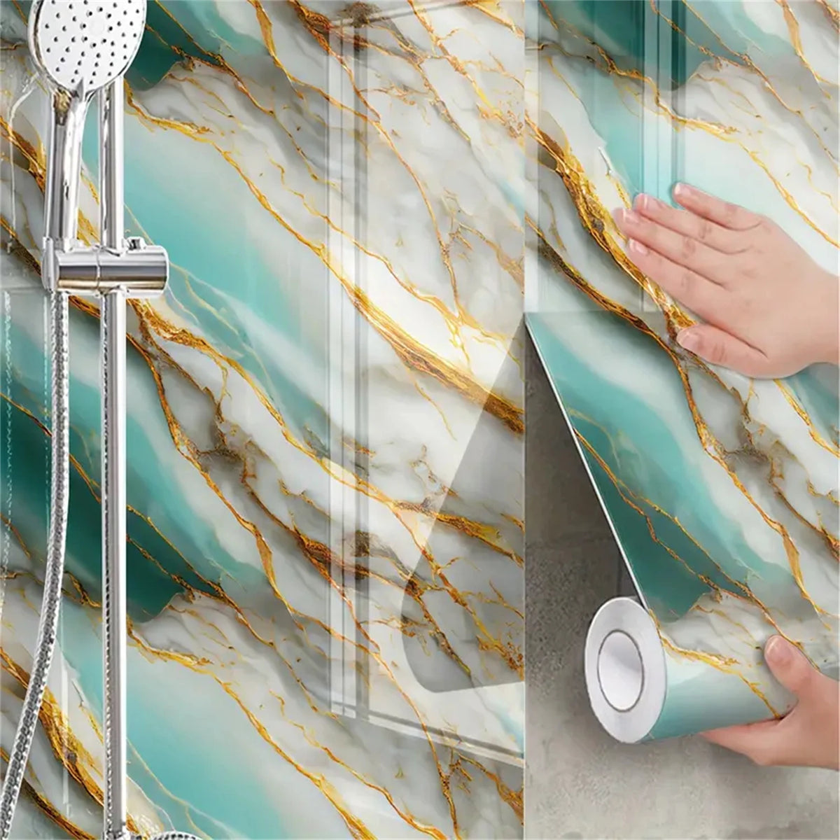 8M Marble Decor Stickers for Kitchen Cabinet Countertop Renovation Self Adhesive Waterproof Oil Proof Aluminum Foil Wallpaper