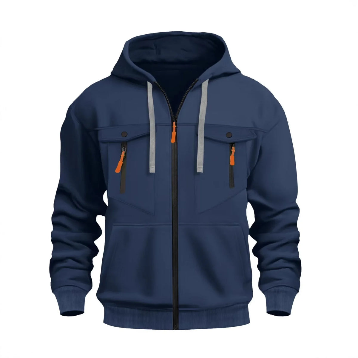 Casual Men's Zip-Up Hoodie Trendy Streetwear Comfortable Loose Fit Autumn Winter Keep Warm Sweatshirt Fashionable Men's Clothing