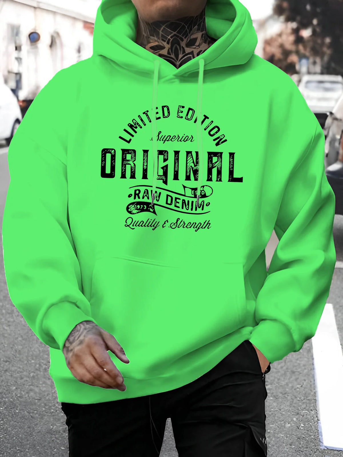 Men's Top Men's Long-Sleeved Round Neck Loose Plus Size Autumn and Winter Hooded Sweatshirt T-Shirt Top