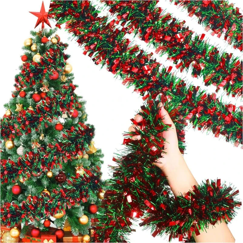 Christmas Tree Decorations Christmas Tinsel Garland Metallic Shiny Garland for Christmas Home and Living Room Decoration