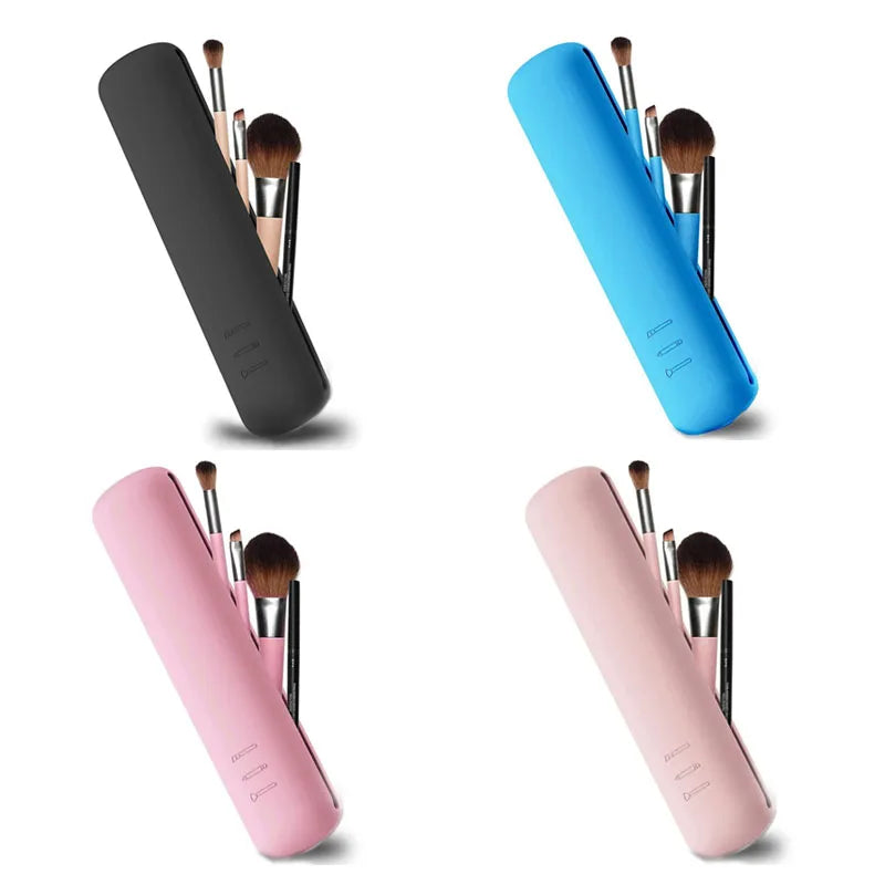 Silicone Brow Pencil Case Makeup Brush Eyeshadow Brush Storage Set Dust-Proof Simple Portable Travel Bag Specific