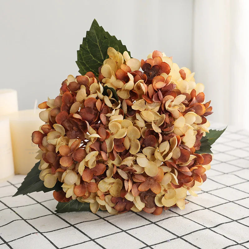Retro Autumn Hydrangea Bouquet Artificial Flowers Room Home Decoration DIY Wedding Floral Arrangement Party Supplies Photo Props