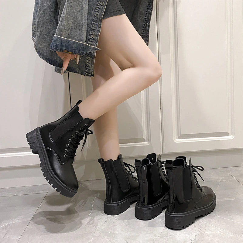 2024 Spring New Women's Shoes Comfortable Fashion Boots Women's Short Boots Mid-Heel Thick Heel Round Toe Chelsea Boots