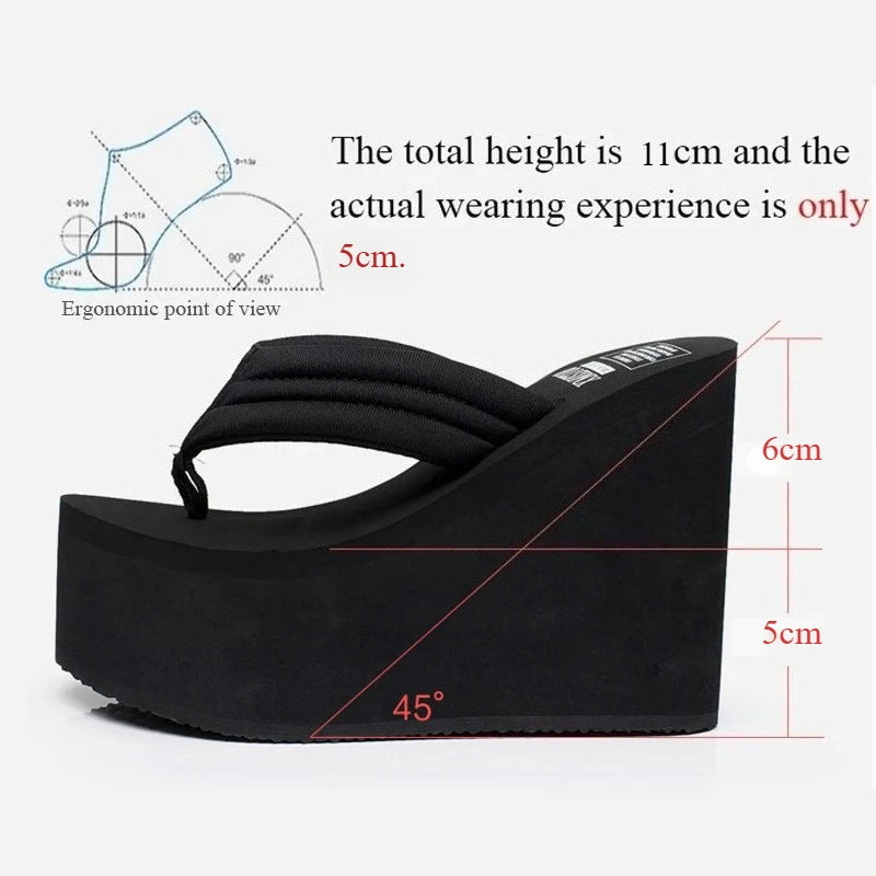 Platform Wedges Slippers Women Sandals Female Shoes Fashion Super High 11cm Heeled Shoes Summer Beach Slides Girls Slippers