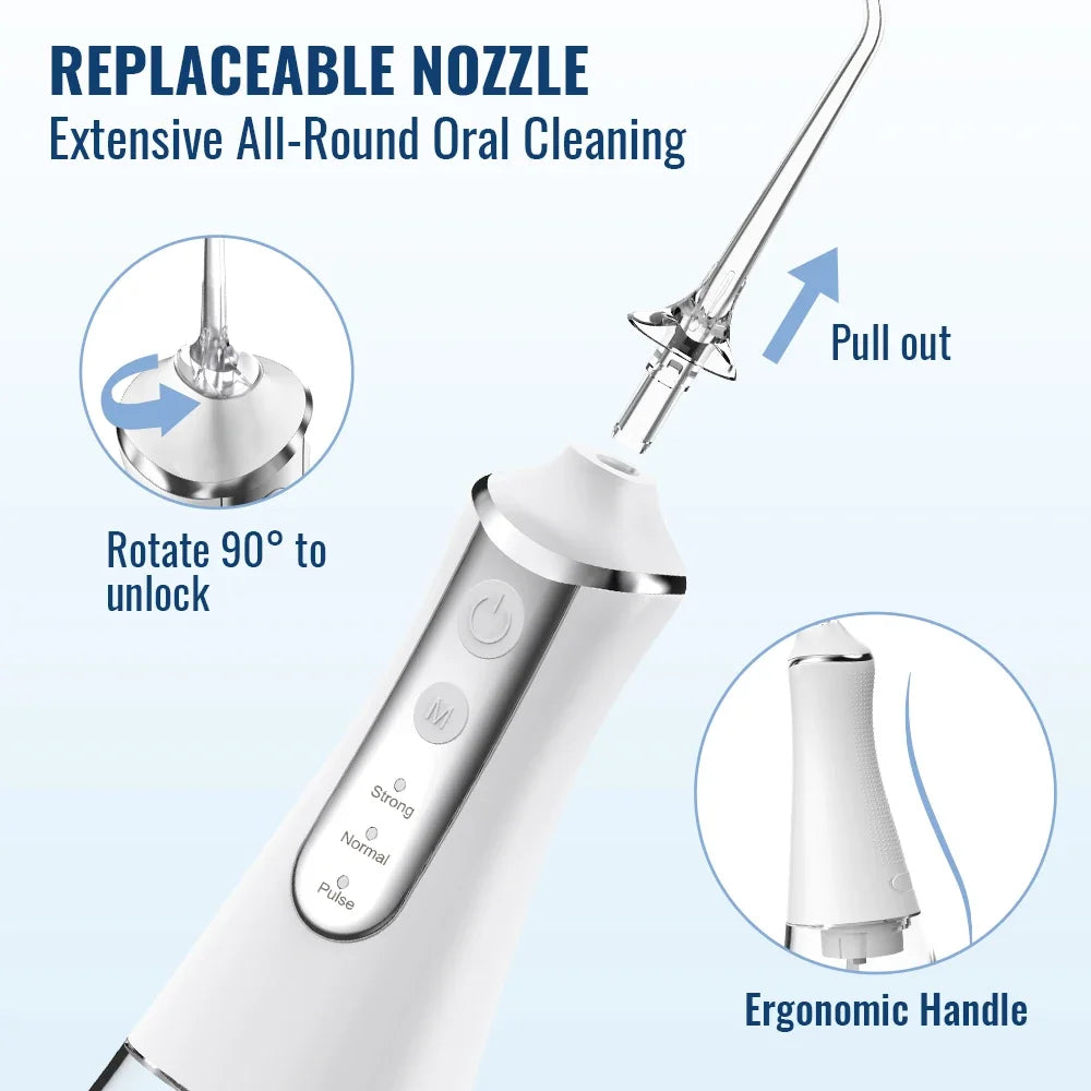 USB Rechargeable Water Flosser 300ml Portable 5 Nozzles 3 Modes Dental Irrigator Dental Odontología Kit Ferramentas