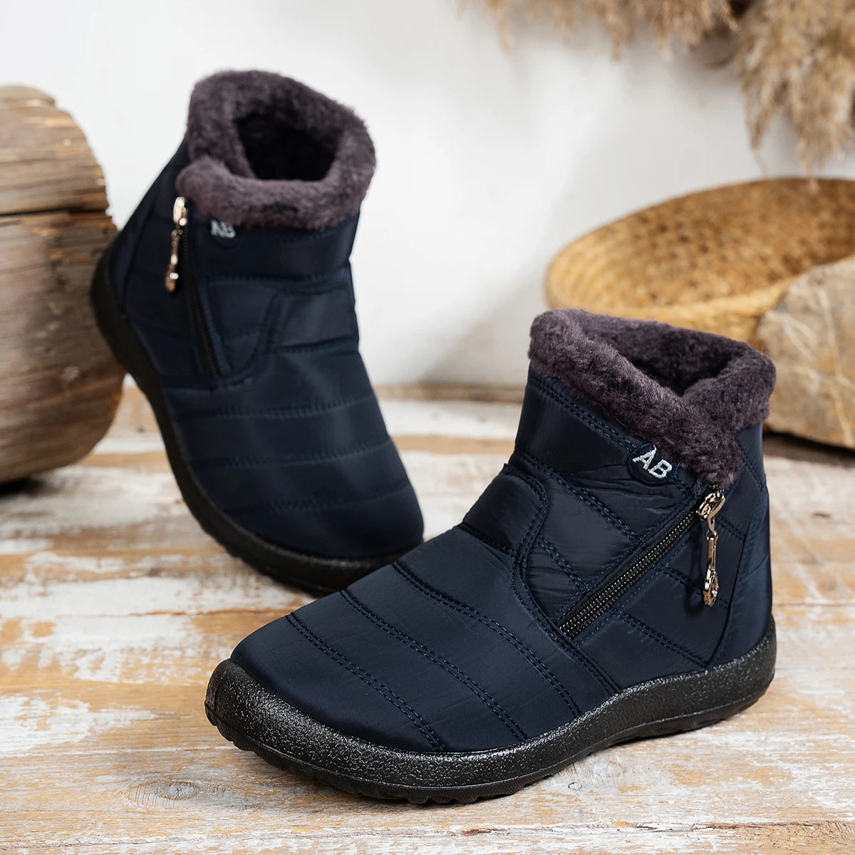 Women High‑Top Cotton Winter Boots Warm Anti‑Slip Slip‑on Loafers Soft Plush Lined Comfort Casual Outdoor Daily Women Shoes