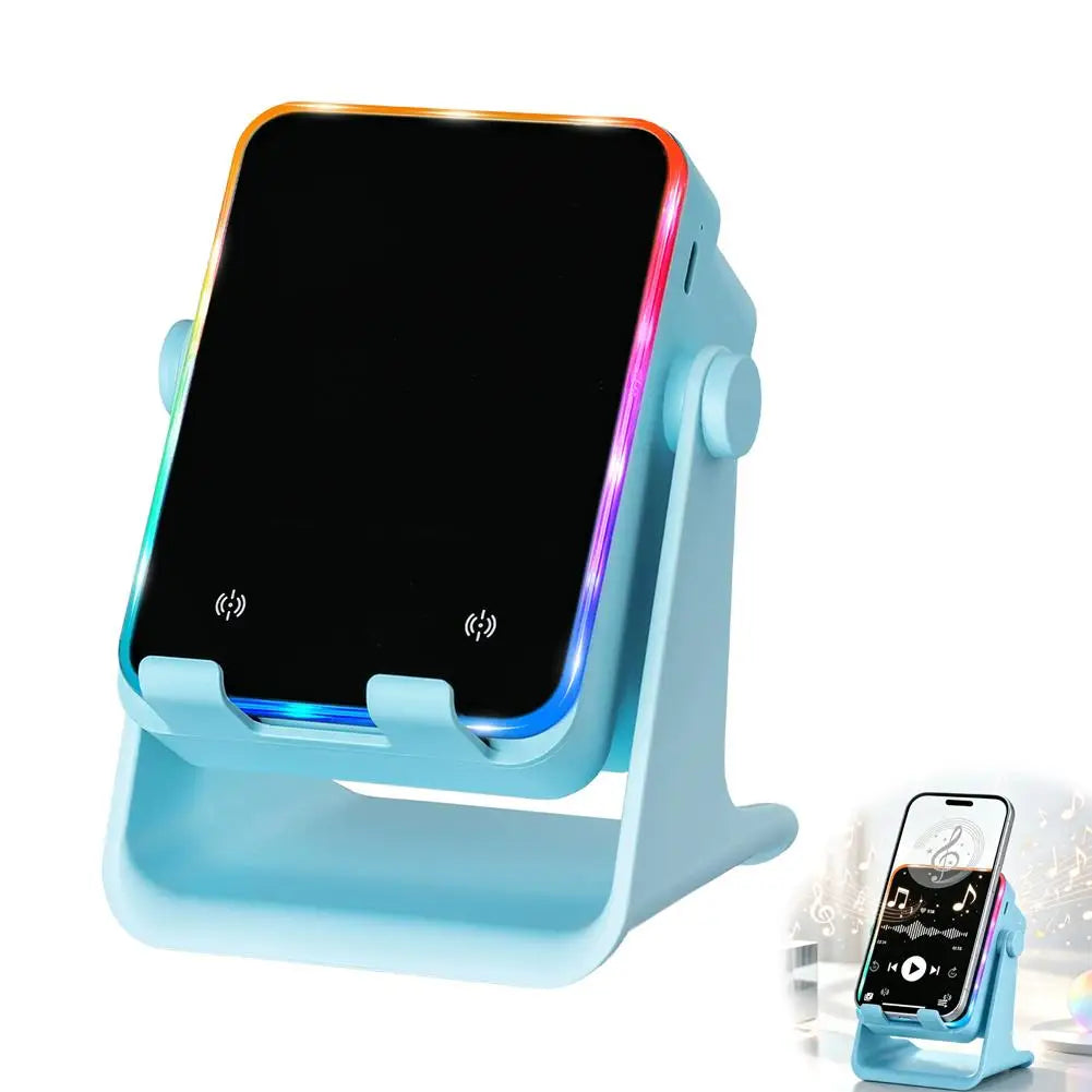 360° Rotating Phone Speaker Dock  Instant Induction Playback, RGB Rhythm Lights For Movies Music Accesories
