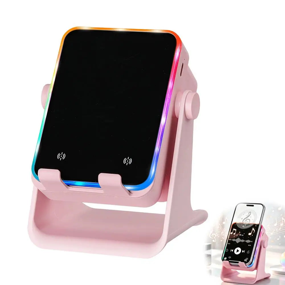 360° Rotating Phone Speaker Dock  Instant Induction Playback, RGB Rhythm Lights For Movies Music Accesories
