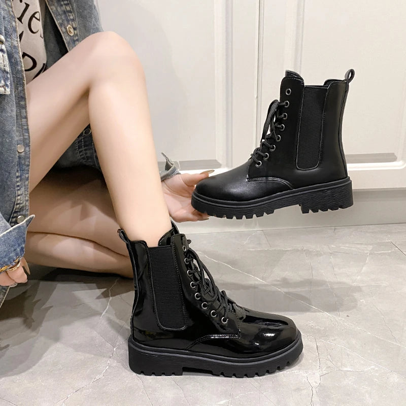 2024 Spring New Women's Shoes Comfortable Fashion Boots Women's Short Boots Mid-Heel Thick Heel Round Toe Chelsea Boots