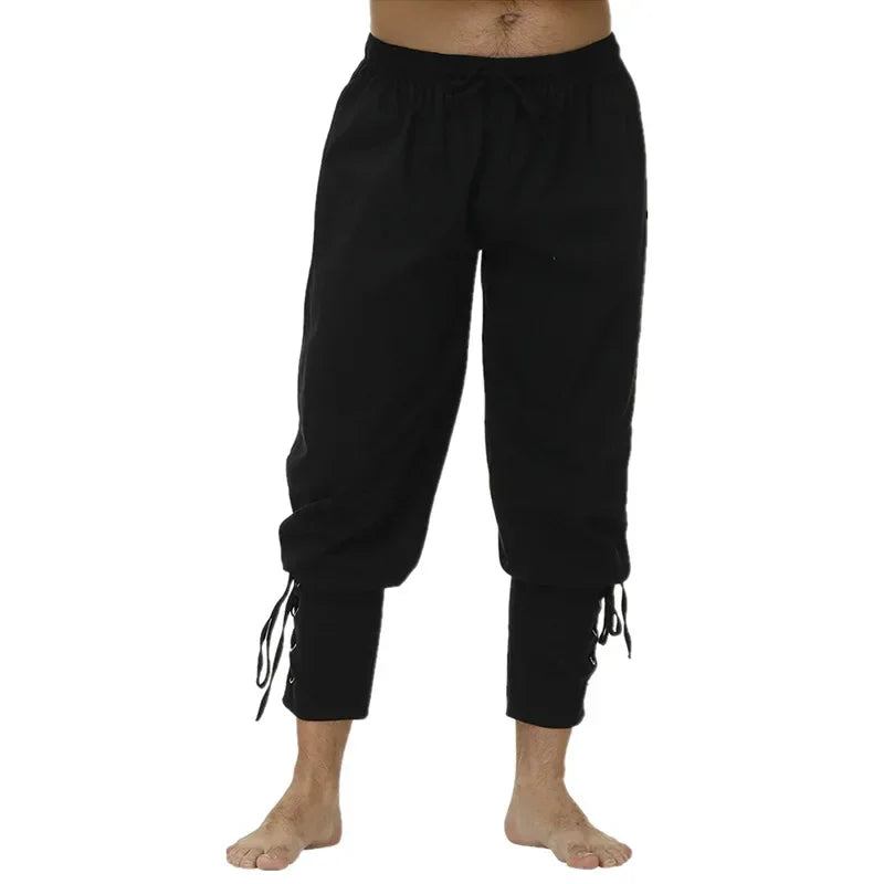Drawstring Pirate Pant Viking Costume for Men Renaissance Medieval Pants Halloween Costume Adult Cosplay Trendy Streetwear