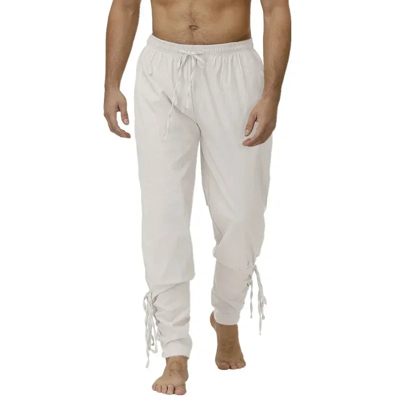 Drawstring Pirate Pant Viking Costume for Men Renaissance Medieval Pants Halloween Costume Adult Cosplay Trendy Streetwear