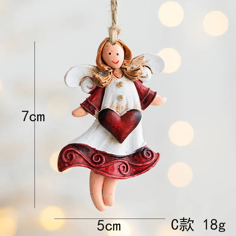 Merry Christmas Resin Christmas Santa/angel/Snowman Pendant Christmas Tree Decoration Xmas Ornaments 2023 Navidad New Year Decor