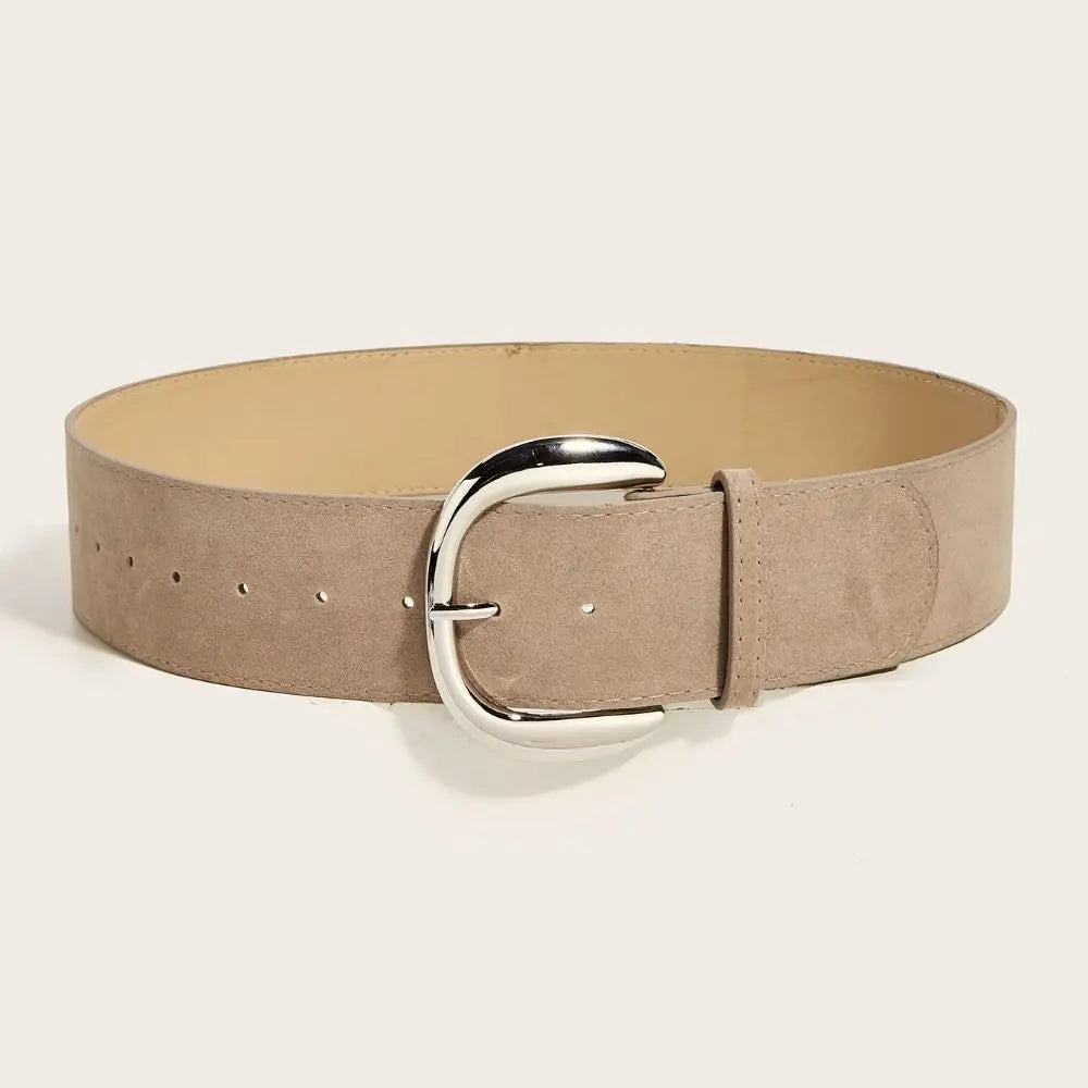 Maillard Styles Suede Leather Wide Belt Luxury Design Trendy Pin Buckle Waistband Versatile Casual Trouser Dress Belts Gifts