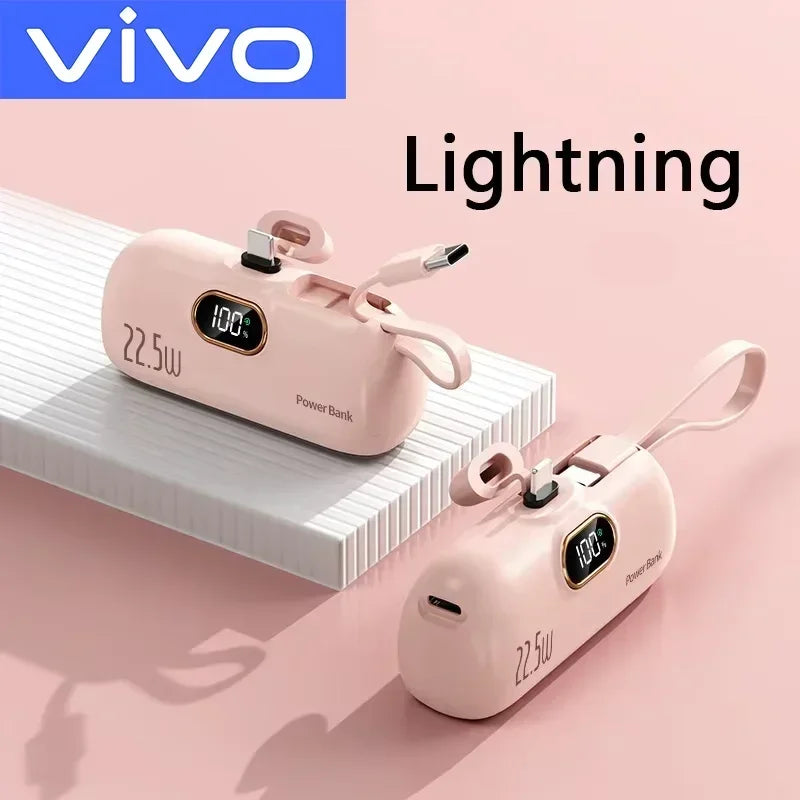 VIVO 500000mAh Mini Power Bank Fast Charging Portable Charger 22.5W Lighting Type-c for iPhone Huawei Emergency External Battery
