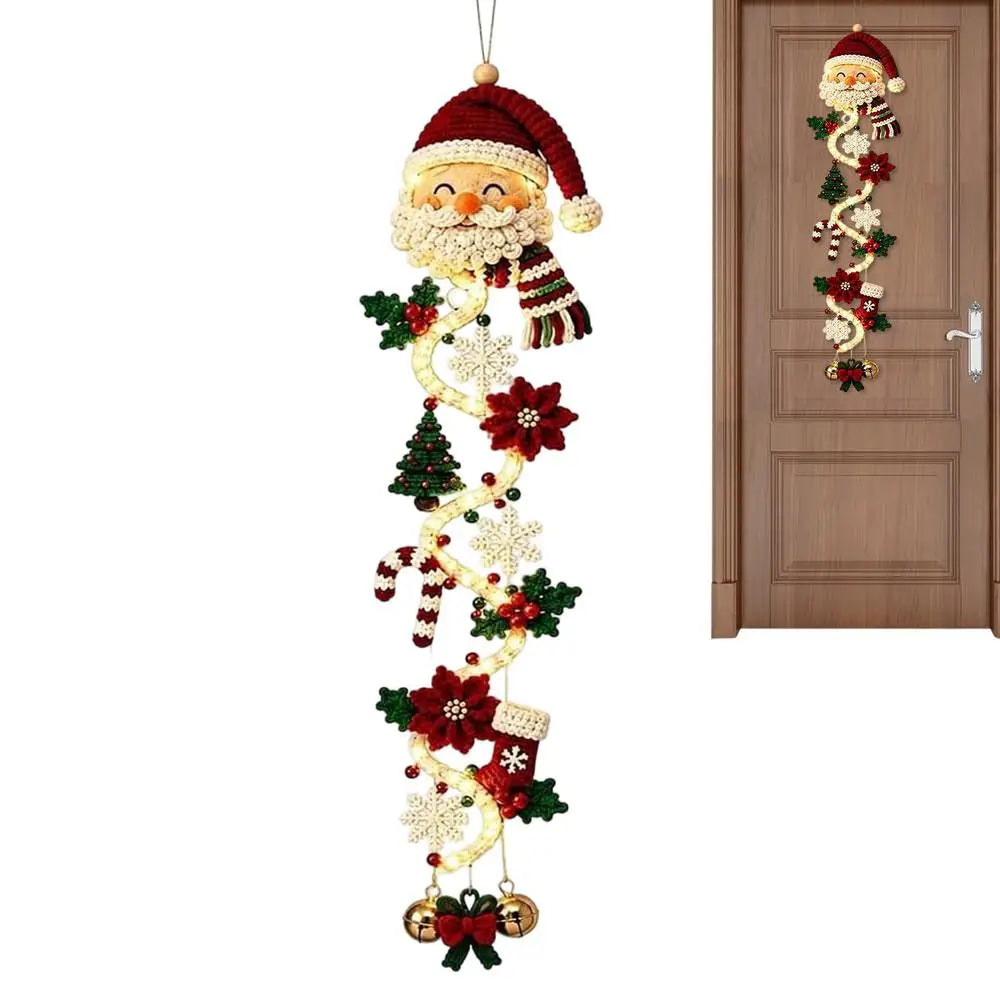 Glowing Christmas Door Decor Hangable Seasonal Accent Quilted Swag Christmas Lighted Door Decoration for Home Farmhouse Villa