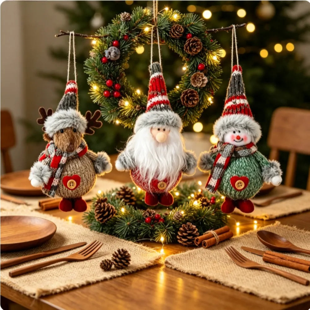 Christmas Dolls Tree Decor Standing Santa & Snowman and Reindeer Figurines for Home Decor Birthday Gifts Merry Christmas
