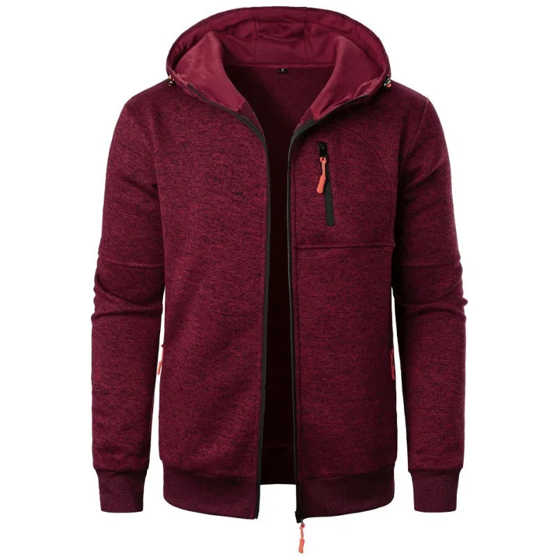New Streetwear Men's Long Sleeve Sweatshirts for Men Zipper Hooded Oversize Winter Warm Jacket Coat Outdoor Tracksuit Men