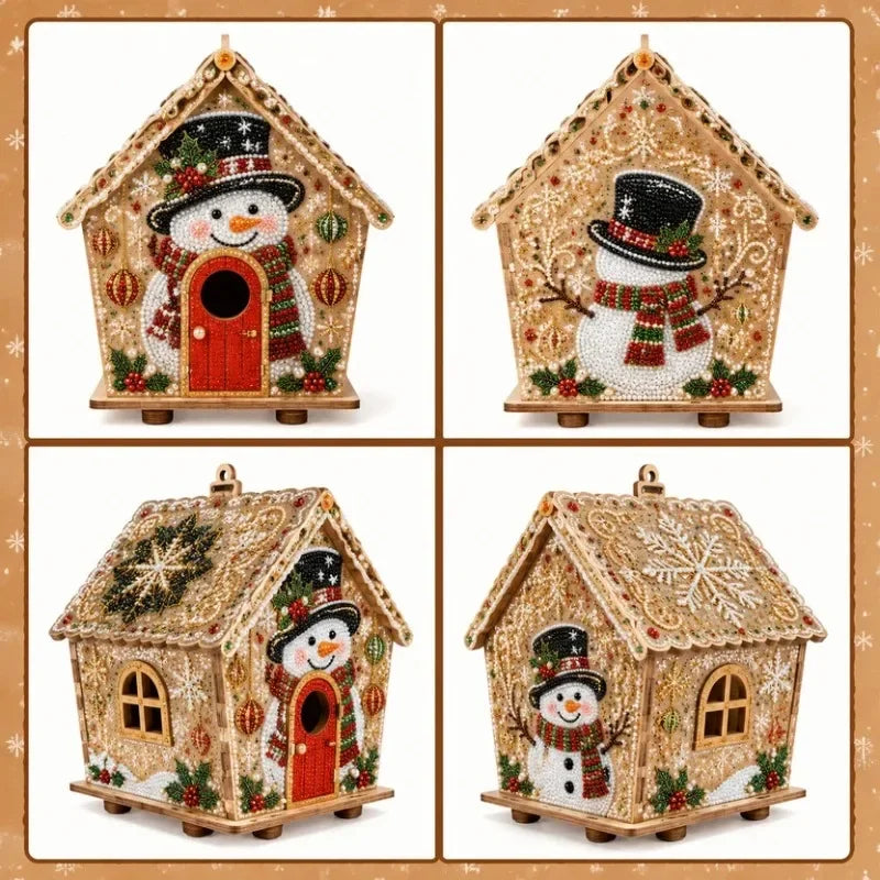 Christmas 3D House Pearl Painting DIY Set Cottage Diamond Painting Set Wooden Art Christmas Tree Ornaments For Home Decora Gifts