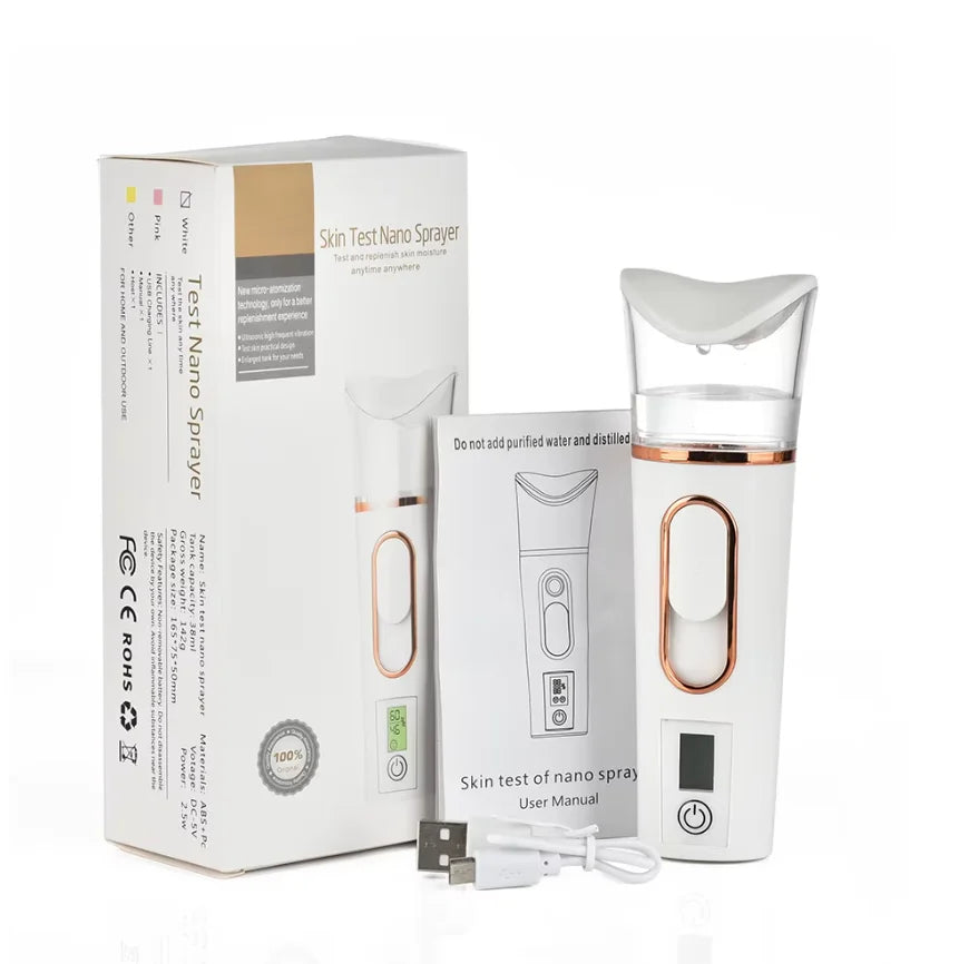 Mist Sprayer Handheld Nano Beauty Instrument Mini Hydrating Humidifier Skin Care LED Display Portable Facial Steamer Nebulizer