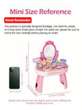 Kids Princess Vanity Dressing Table Toy Set with Mirror&30Pcs Makeup Accessories, Pretend Hair Dryer Cosmetic Kit,Gift for Girls