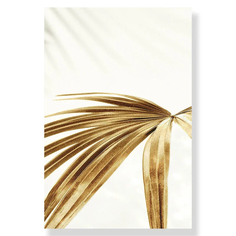 Nordic Modern Art Picture Canvas Painting Wall Art Golden Leaf Beach Scenery Poster and Print for Home Decor Living Room Design