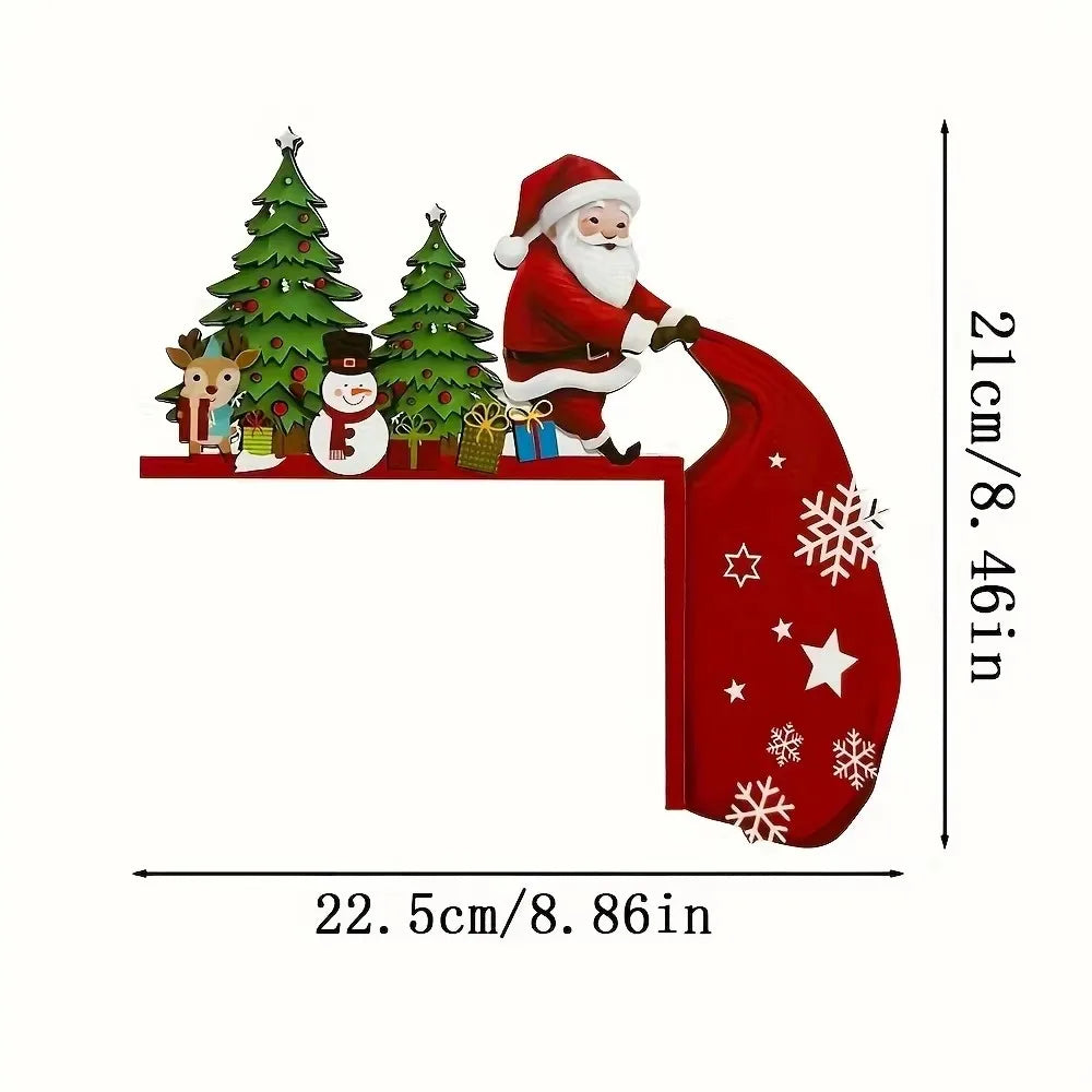 1 Piece of Antique Wooden Christmas Door Corner Decoration Merry Christmas Decor for Home Navidad Xmas Ornament New Year
