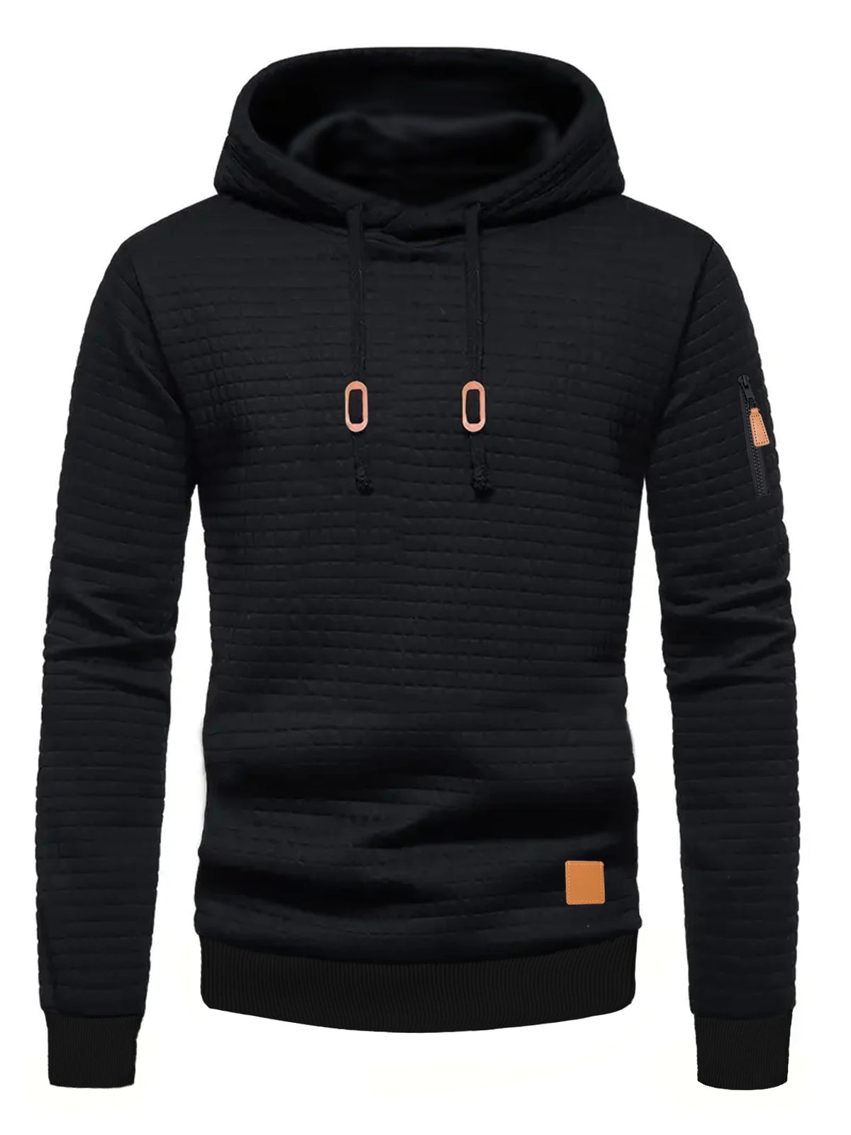 Men's Waffle Pattern Hoodie Autumn/Winter Casual Solid Pullover Warm Sweatshirt Loose Outdoor Sports Hoodie Tops Men's Clothing