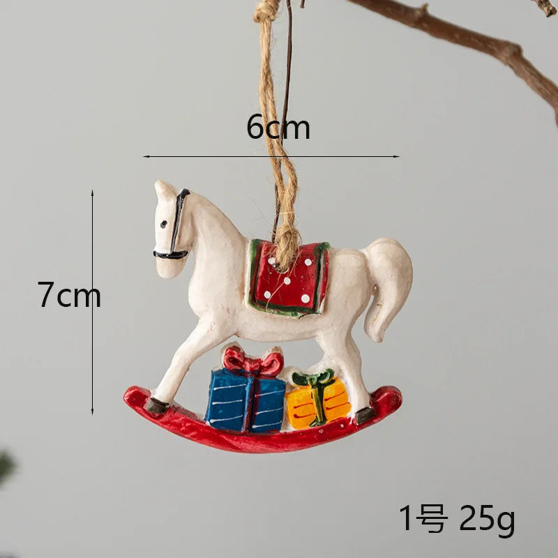 Merry Christmas Resin Christmas Santa/angel/Snowman Pendant Christmas Tree Decoration Xmas Ornaments 2023 Navidad New Year Decor