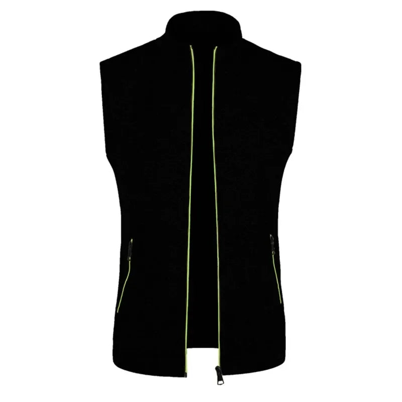 Autumn Mens Zipper Sleeveless Coats Outdoor Turtleneck Sweaters Breathable Solid Color Streetwear Jacket Vest Men Athletic Tops