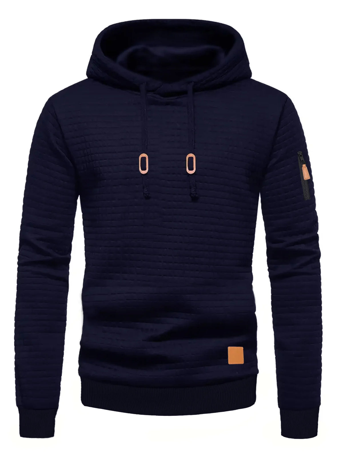 Men's Waffle Pattern Hoodie Autumn/Winter Casual Solid Pullover Warm Sweatshirt Loose Outdoor Sports Hoodie Tops Men's Clothing