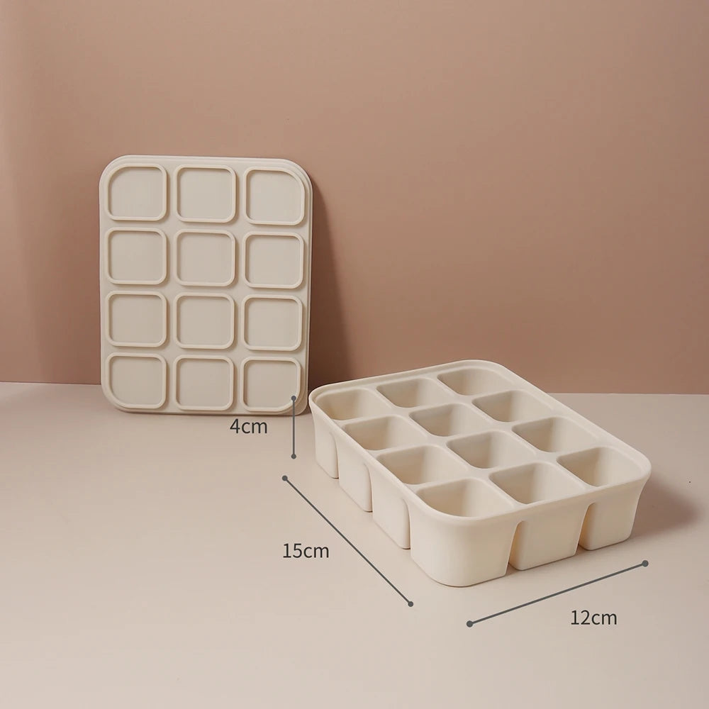 Baby Ice Cube Tray Silicone with Lids Flexible Ice Molds for Beverages,Baby Food Storage Mould, BPA-free
