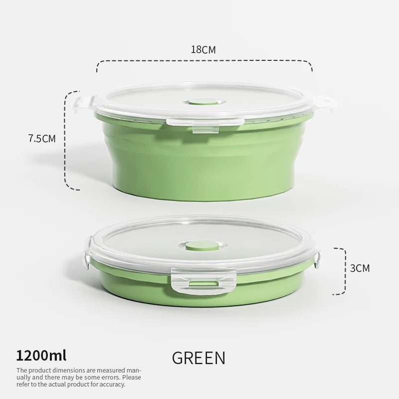 Collapsible Food Storage Containers Silicone Lunch Box with Lid Food Bowls Kitchen Stackable Lunch Box for Pantry Freezer Safe