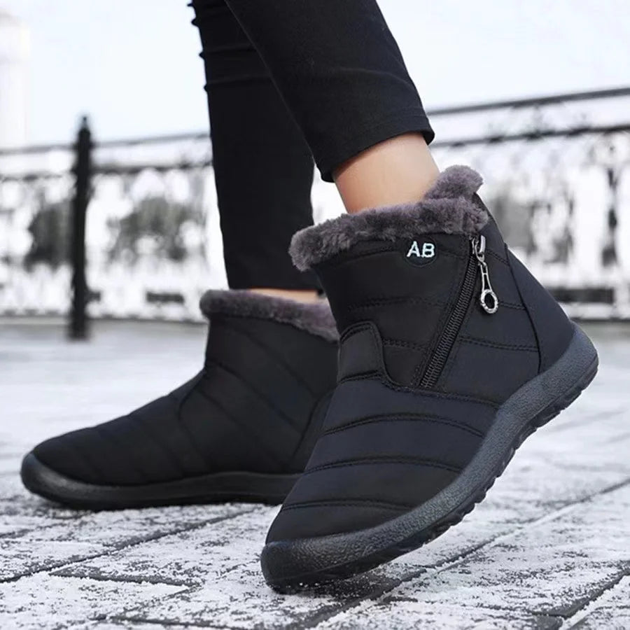 Women High‑Top Cotton Winter Boots Warm Anti‑Slip Slip‑on Loafers Soft Plush Lined Comfort Casual Outdoor Daily Women Shoes