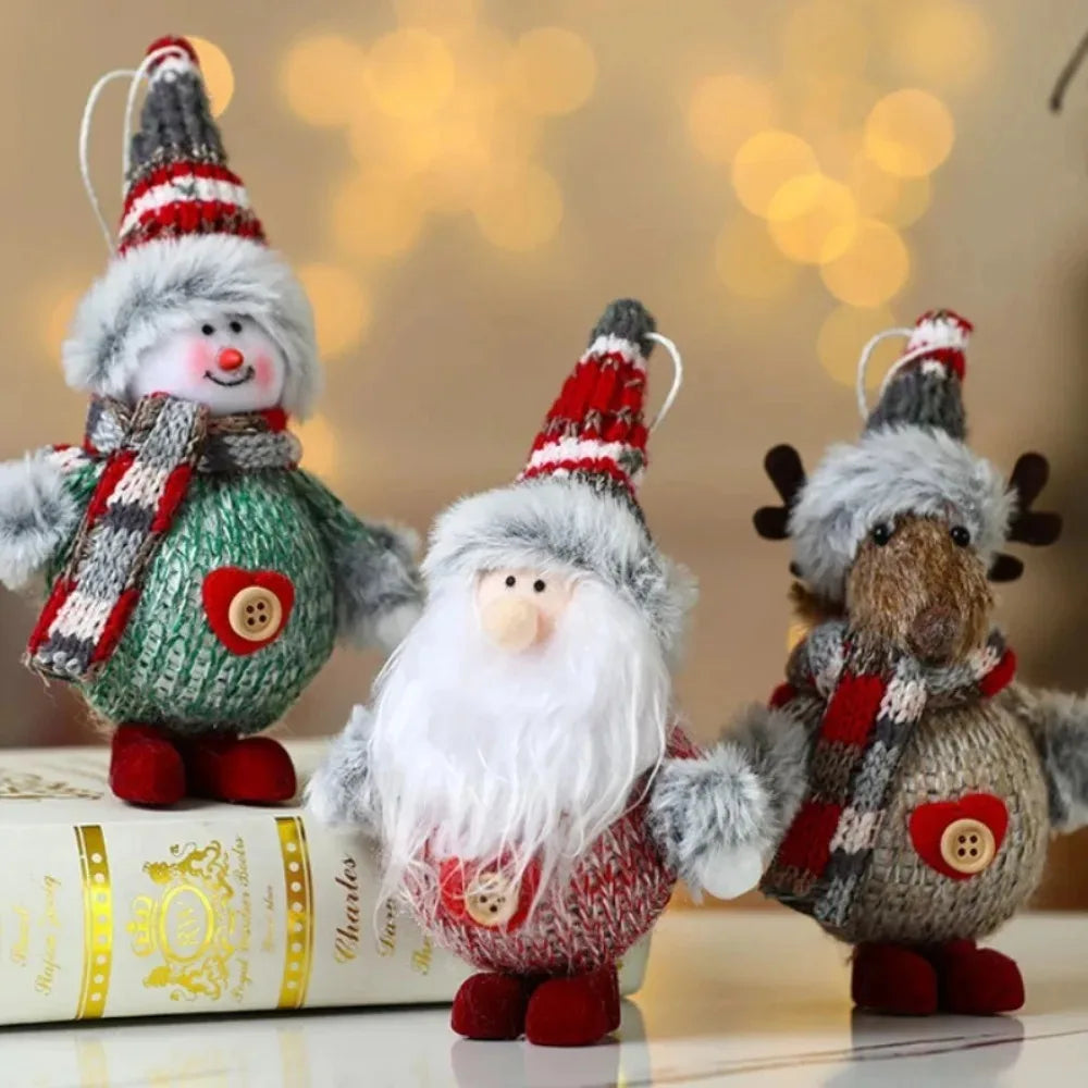 Christmas Dolls Tree Decor Standing Santa & Snowman and Reindeer Figurines for Home Decor Birthday Gifts Merry Christmas