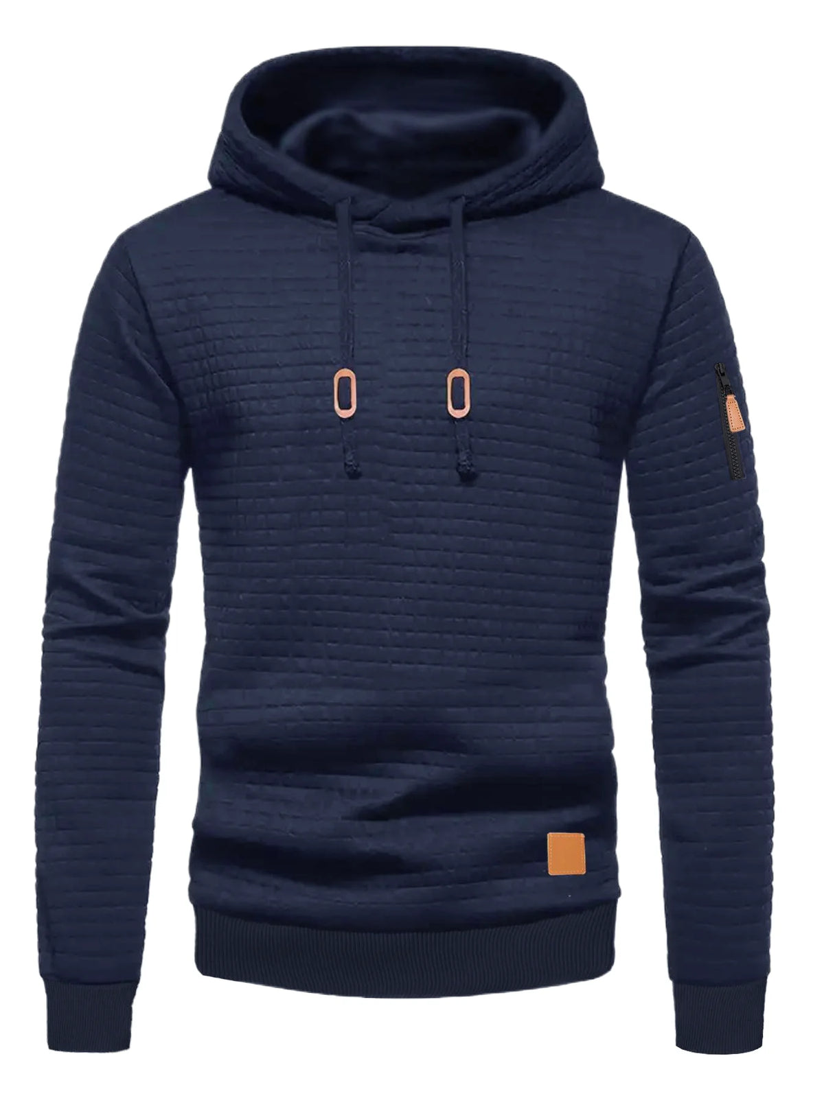 Men's Waffle Pattern Hoodie Autumn/Winter Casual Solid Pullover Warm Sweatshirt Loose Outdoor Sports Hoodie Tops Men's Clothing