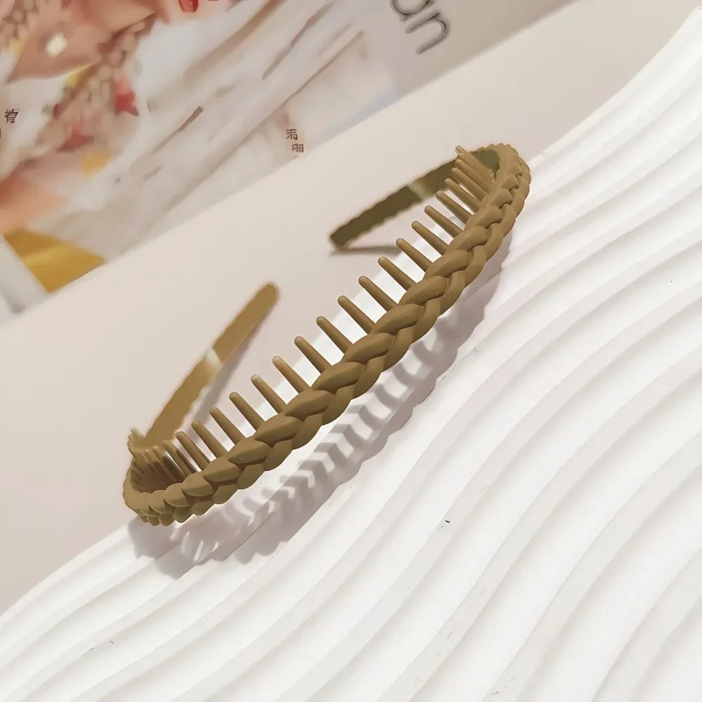 Fashion Plastic Twist Cross Headband for Women Girls with Teeth Non-slip Flexible Hoop Wash Face Hair Styling Accessories New