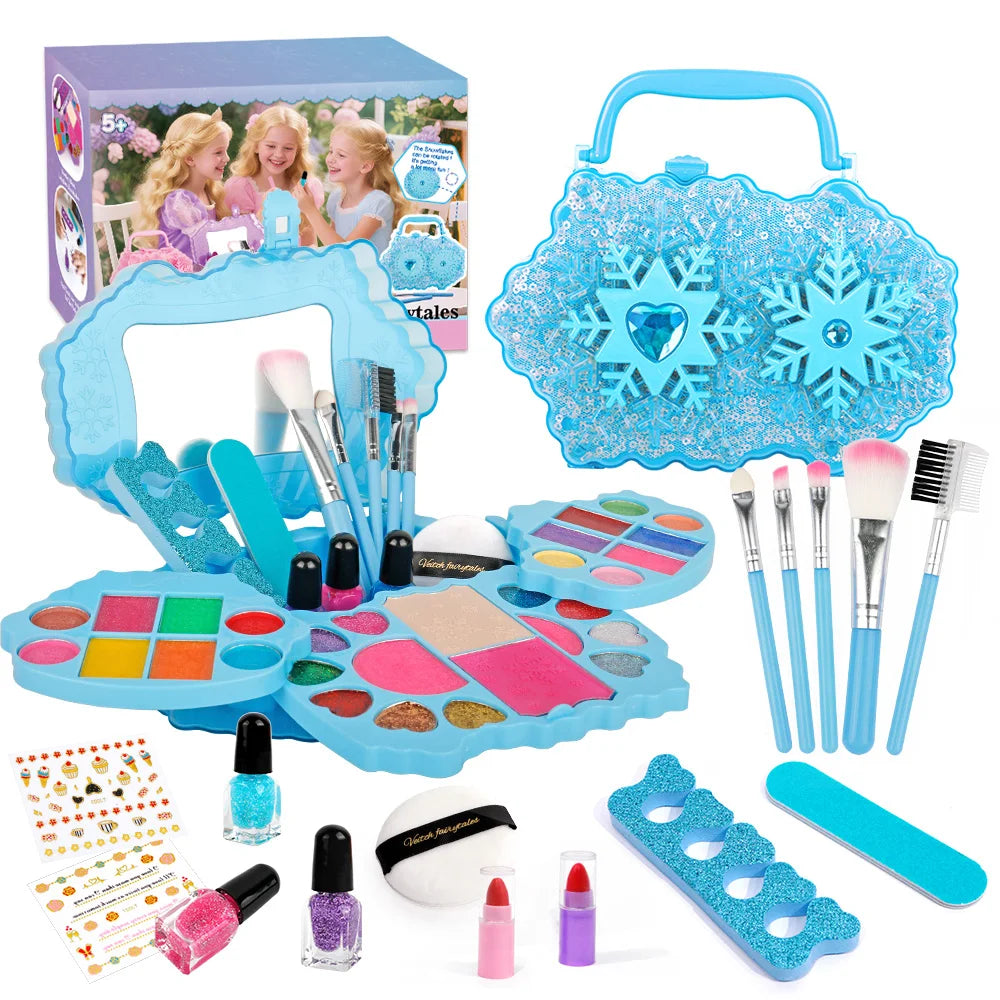 Kids Washable Makeup Girl Toys Kids Makeup Kit for Girl Real Make Up Set Snow Box Kids Nail Art Kit for Girl