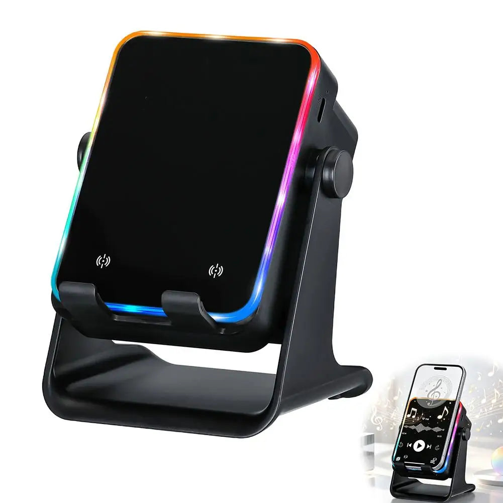 360° Rotating Phone Speaker Dock  Instant Induction Playback, RGB Rhythm Lights For Movies Music Accesories