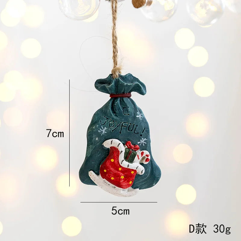 Merry Christmas Resin Christmas Santa/angel/Snowman Pendant Christmas Tree Decoration Xmas Ornaments 2023 Navidad New Year Decor