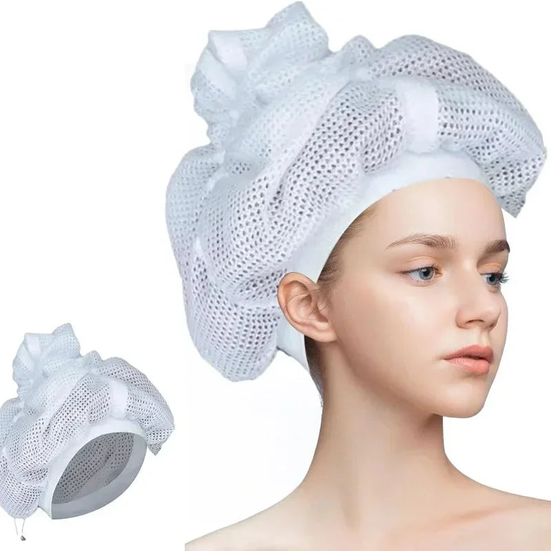 Net Plopping Cap for Drying Curly Hair Adjustable Net Plopping Bonnet Quick Drying Hair Towel Bath Hats Net Plopping Cap