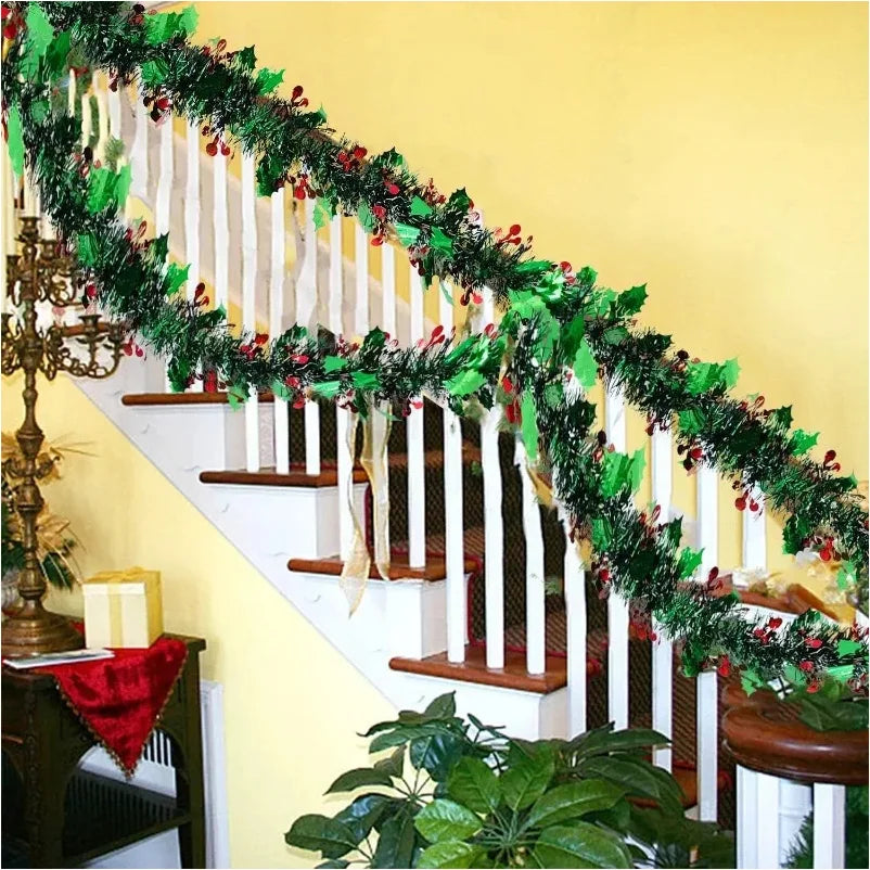 Christmas Tree Decorations Christmas Tinsel Garland Metallic Shiny Garland for Christmas Home and Living Room Decoration