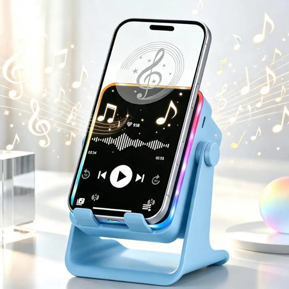 360° Rotating Phone Speaker Dock  Instant Induction Playback, RGB Rhythm Lights For Movies Music Accesories